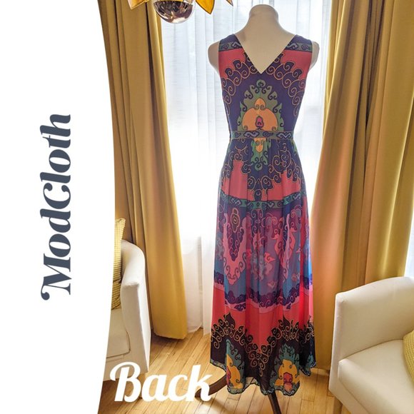 Modcloth Maxi Dress in Indigo Rainbow with Pockets - Picture 6 of 6